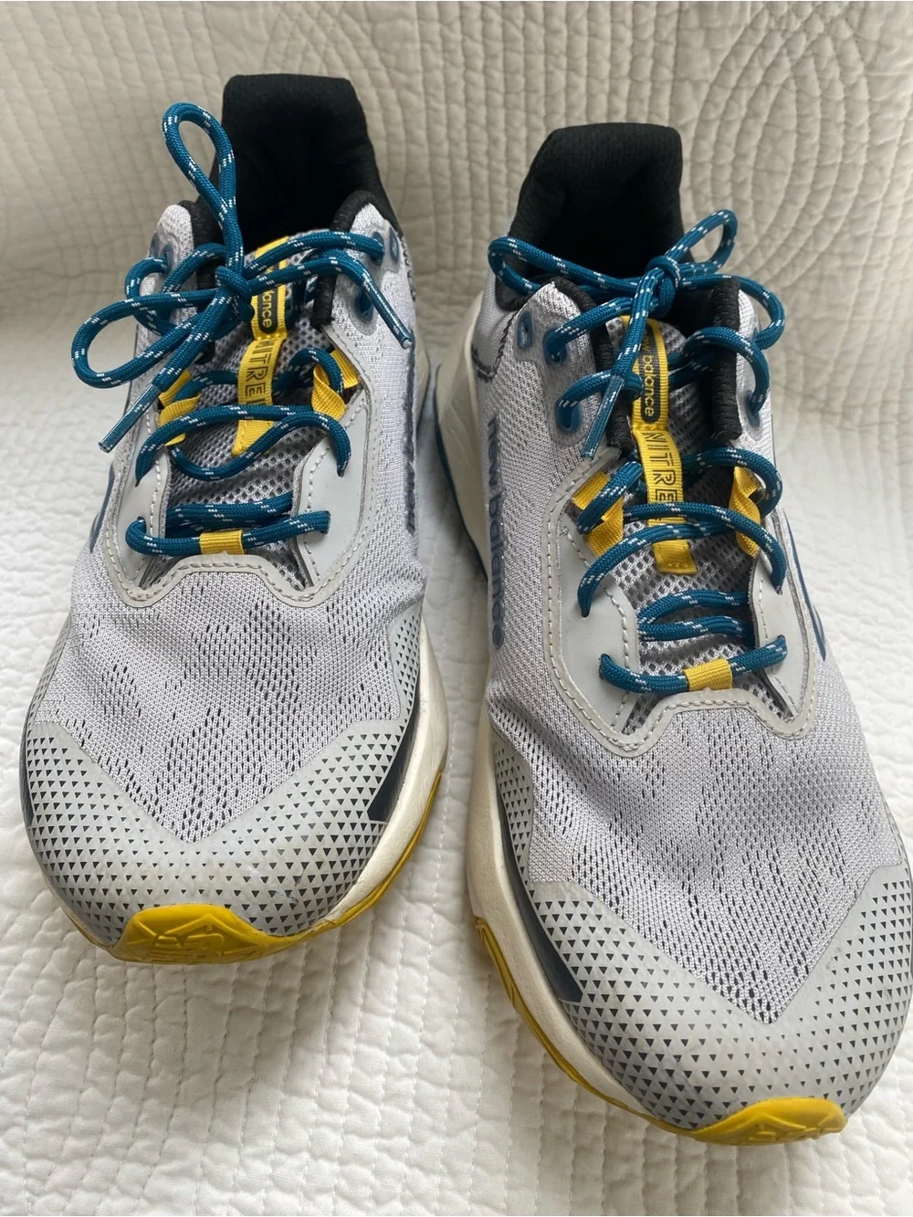 New Balance Men’s White, Blue and Yellow Athletic Sneakers